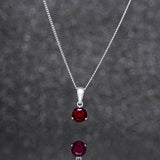 January Birthstone - Garnet Cubic Zirconia Sterling Silver Pendant Necklace