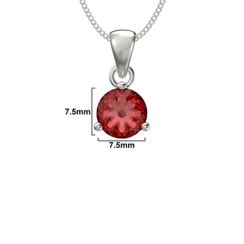 January Birthstone - Garnet Cubic Zirconia Sterling Silver Pendant Necklace