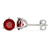 January Birthstone - Garnet Cubic Zirconia Silver Stud Earrings