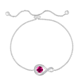 July Birthstone - Ruby Cubic Zirconia Adjustable Silver Bracelet