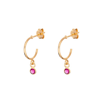 Sterling Silver July Birthstone Hoop Earrings layerd in 9ct Gold