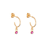 Sterling Silver July Birthstone Hoop Earrings Layered In 9ct Gold