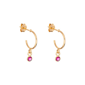 Sterling Silver July Birthstone Hoop Earrings Layered In 9ct Gold