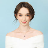 July Birthstone - Ruby Cubic Zirconia Silver Infinity Pendant Necklace