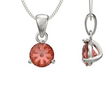 July Birthstone - Ruby Cubic Zirconia Silver Pendant Necklace