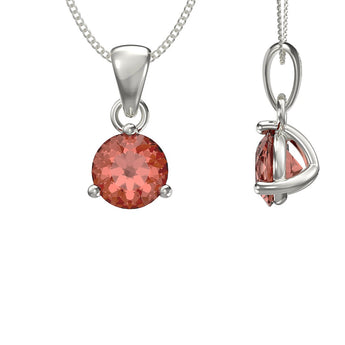 July Birthstone - Ruby Cubic Zirconia Silver Pendant Necklace