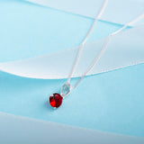 July Birthstone - Ruby Cubic Zirconia Silver Pendant Necklace