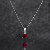 July Birthstone - Ruby Cubic Zirconia Silver Pendant Necklace