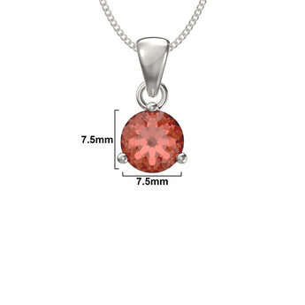 July Birthstone - Ruby Curban Zirconia Silver Pendant Necklace