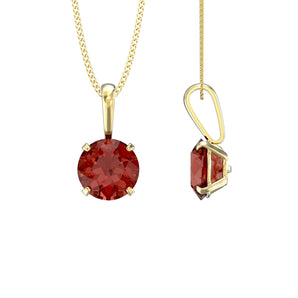 July Birthstone - Ruby Cubic Zirconia 9ct Gold Pendant Necklace