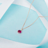 July Birthstone - Ruby Cubic Zirconia 9ct Gold Pendant Necklace