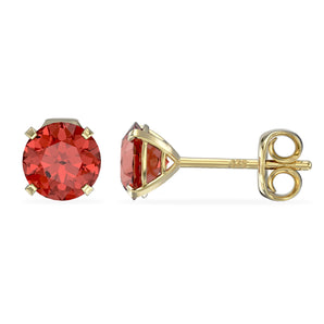 July Birthstone - Ruby Cubic Zirconia 9ct Gold Stud Earrings