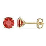 July Birthstone - Ruby Cubic Zirconia 9ct Gold Stud Earrings