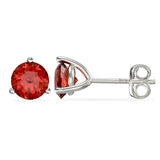 July Birthstone - Ruby Cubic Zirconia Silver Stud Earrings