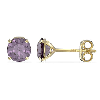 June Birthstone - Alexandrite Cubic Zirconia 9ct Gold Stud Earrings