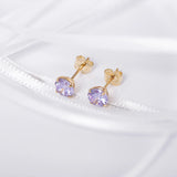 June Birthstone - Alexandrite Cubic Zirconia 9ct Gold Stud Earrings
