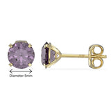 June Birthstone - Alexandrite Cubic Zirconia 9ct Gold Stud Earrings