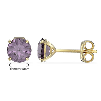 June Birthstone - Alexandrite Cubic Zirconia 9ct Gold Stud Earrings