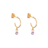 June Birthstone Hoop Sterling Silver 9ct Gold Plated Stud Earrings