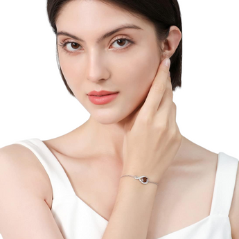 June Birthstone - Brown Moonstone Cubic Zirconia Adjustable Bolo Silver Bracelet