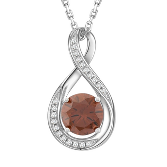 June Birthstone - Brown Moonstone Cubic Zirconia Silver Infinity Pendant Necklace