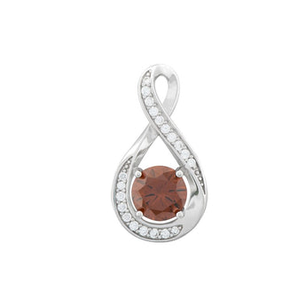 June Birthstone - Brown Moonstone Cubic Zirconia Silver Infinity Pendant Necklace
