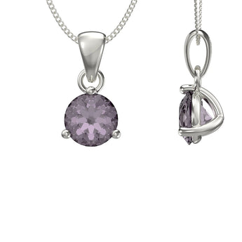 June Birthstone - Alexandrite Cubic Zirconia Silver Pendant Necklace