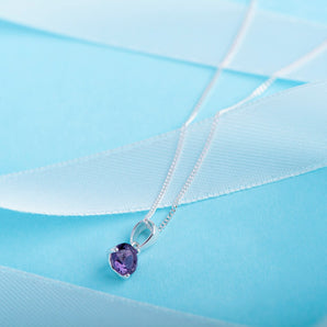 June Birthstone - Alexandrite Cubic Zirconia Silver Pendant Necklace