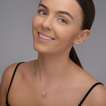 June Birthstone - Alexandrite Cubic Zirconia Silver Pendant Necklace