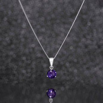 June Birthstone - Alexandrite Cubic Zirconia Silver Pendant Necklace