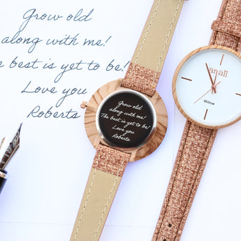 Ladies Handwriting Engraving Anaii Watch - Hazel Wood