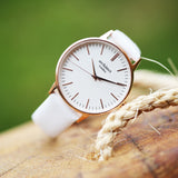 Ladies Handwriting Engraved Architēct Blanc Watch - White Strap