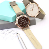 Ladies Handwriting Engraved Architect Blanc Watch - Light Grey Strap