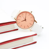 Ladies Handwriting Engraved Architect Coral Watch - White Strap