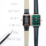 Ladies Handwriting Engraved Architect Lille Watch - Pine Green
