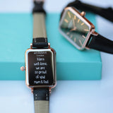 Ladies Handwriting Engraved Architect Lille Watch - Pine Green