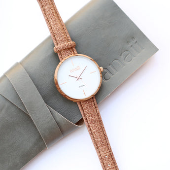 Ladies Modern Font Engraved Anaii Watch - Hazel Wood
