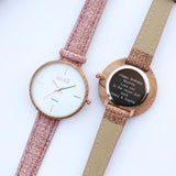 Ladies Modern Font Engraved Anaii Watch - Sweet Pink