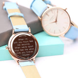 Ladies Modern Font Engraved Architect Blanc Watch - Light Blue Strap