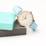 Ladies Modern Font Engraved Architect Blanc Watch - Light Blue Strap