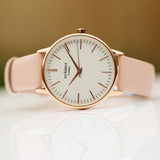 Ladies Modern Font Engraved Architect Blanc Watch - Light Pink Strap