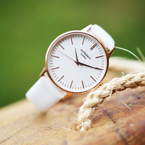 Ladies Modern Font Engraved Architect Blanc Watch -  White Strap