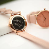Ladies Modern Font Engraved Architect Coral Watch - Light Pink Strap