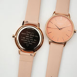 Ladies Modern Font Engraved Architect Coral Watch - Light Pink Strap