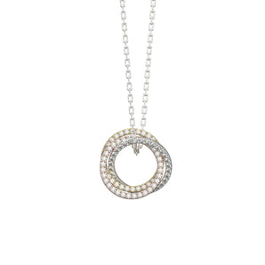 Cubic Zirconia Multi Circle Silver Necklace