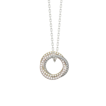 Cubic Zirconia Multi Circle Silver Necklace