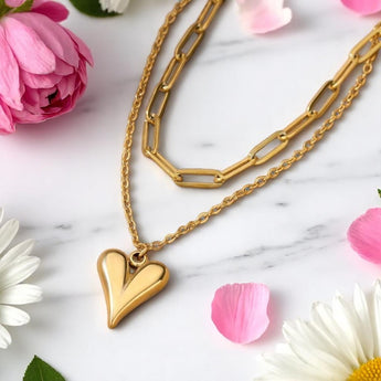 Amnesia Jewellery | Gold Plated Layered Love Heart Necklace