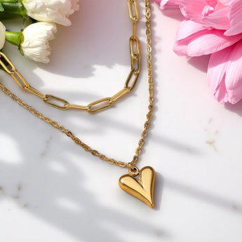 Amnesia Jewellery | Gold Plated Layered Love Heart Necklace