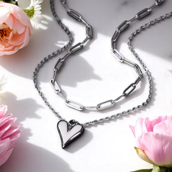 Amnesia Jewellery | Gold Plated Layered Love Heart Necklace