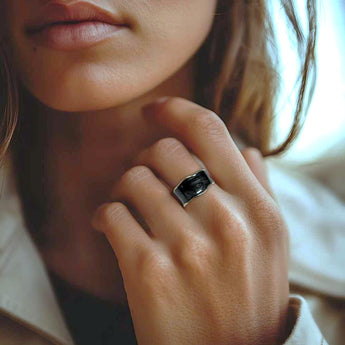 Amnesia Jewellery | Gold Plated Stainless Steel Layla Statement Ring. Our gold plated Layla Statement Ring with its unique bold design is perfect for wearing on its own or to stack up with other gold plated rings. Tarnish Free and Waterproof. Shop now for quality Jewellery/Jewelry!